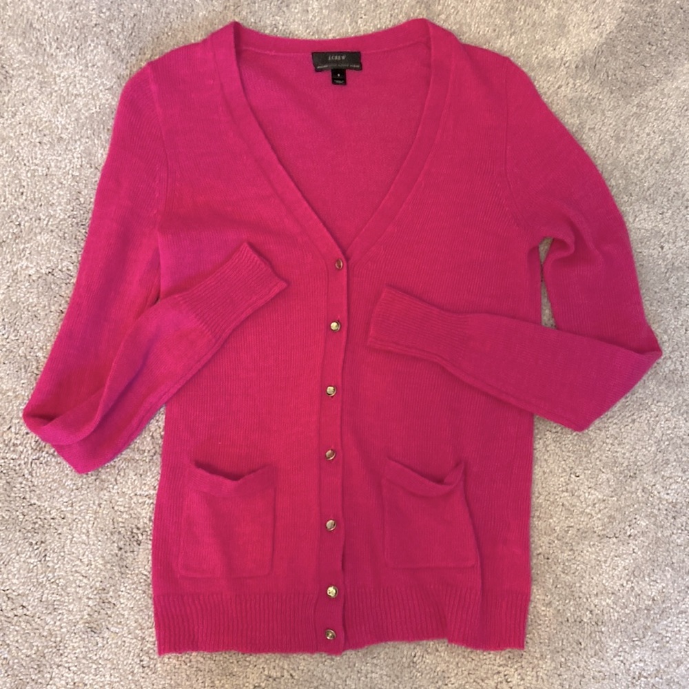 JCrew Hot Pink Rhinestone Cardigan NWOT